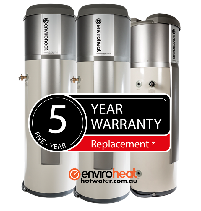5 year warranty on Enviroheat hot water systems